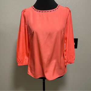 J. Crew Bright Neon Coral 3/4 Sleeve Blouse XSMALL